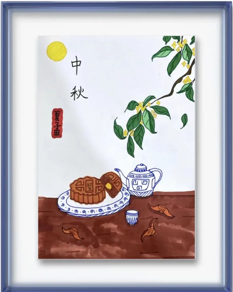 简单的中秋节小学生儿童画作品(13)